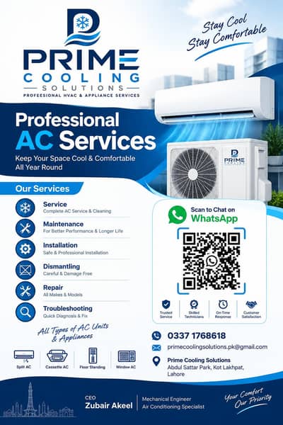 Ac Services in Lahore . Prime Cooling Solutions Same Day Service.