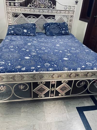 iron bed with mattress side tables and dressing tables for sale