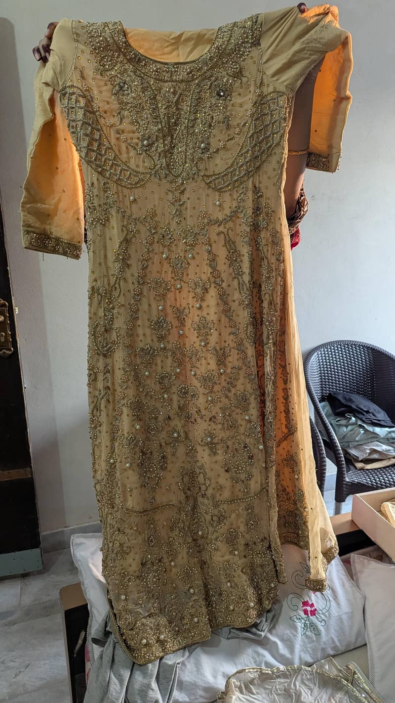 *Heavy Embroidered Gold Formal Dress | Luxury Party Wear |* 1