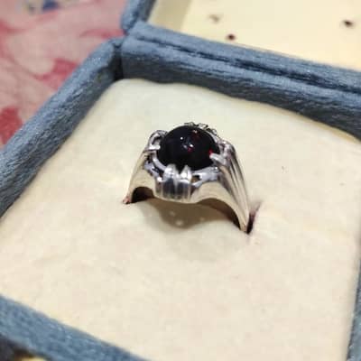 Handmade Pure Silver Black Opal Ring – Size 20