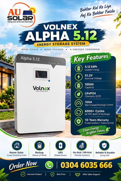 Volnex 5.1kw Lethium Batteyr