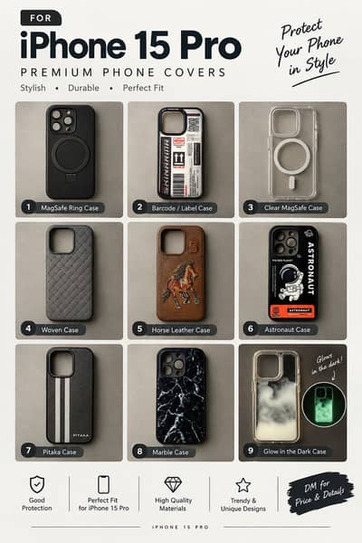 Used iPhone 15 Pro Covers / Cases – 9 Designs