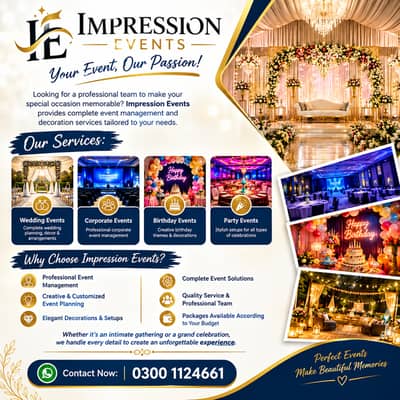 Wedding, Corporate & Birthday Event Services