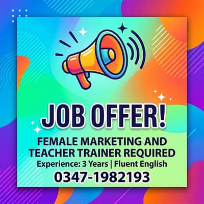 JOB OPPORTUNITY: FEMALE ACADEMIC & MARKETING