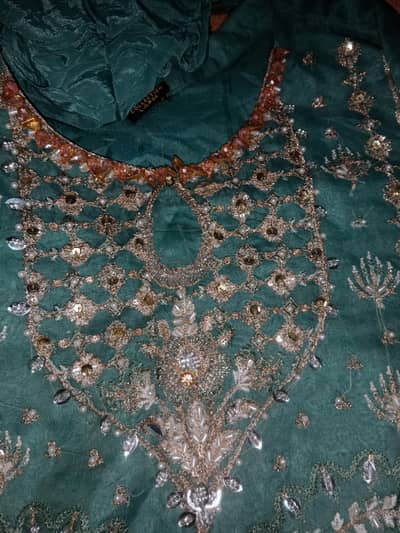 Bottle Green Heavy Fancy Party Wear - Size Large - Worn Once