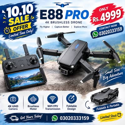 Limited Sale Wifi Drone Dual Camera E88 / Camera Drone / Leatest Drone