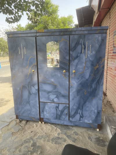 3 Door Blue Marble Color Almari | 6x6 Feet