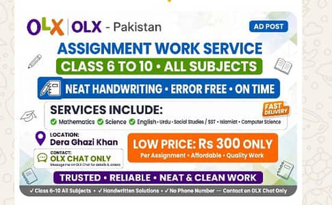 class6to10all subject assignmentwork DGkhanRs300