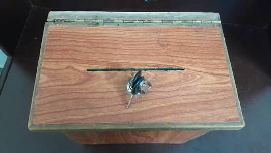 wooden storage box with lock