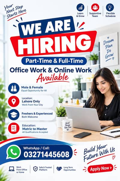 WE ARE HIRING MALE FEMALE FOR ONLINE AND OFFICE BASED JOB