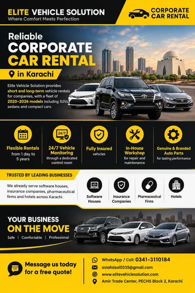 Cars & Vehicles for Rent in Karachi | Monthly Car Rental