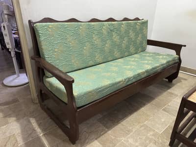 5 seater wooden sofa set and table