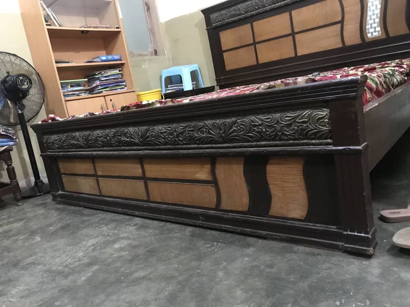 Puri wooden solid bed with side table 2