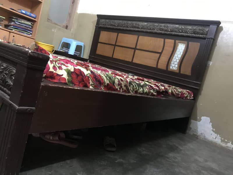 Puri wooden solid bed with side table 3