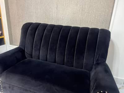 Black Velvet Sofa 1,2,3 Complete Set
