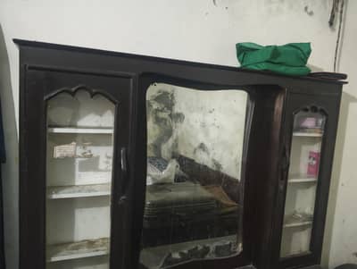 Wooden Dressing Table with Mirror & Storage - Good Condition