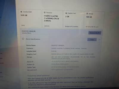 Toshiba Core i7 4 Gen 2Gb Nvidia Graffic Card