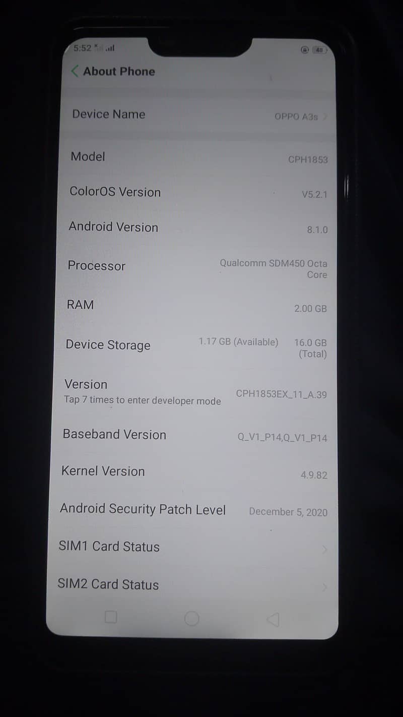 OPPO A3s 0