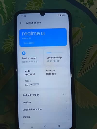 Realme Note 60x 3gb 64gb only box ha
