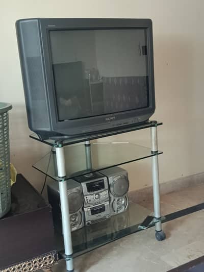 TV with stand and separate speakers