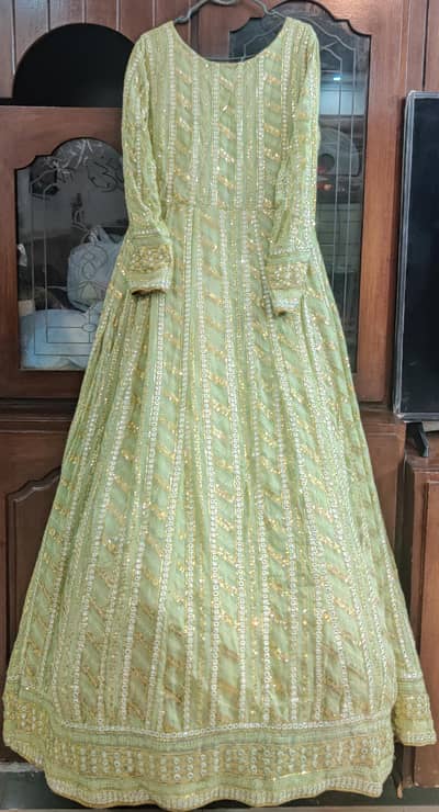 chikankari formal long dress.