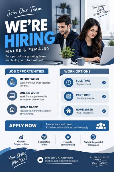 Hiring staff Males and Females for work