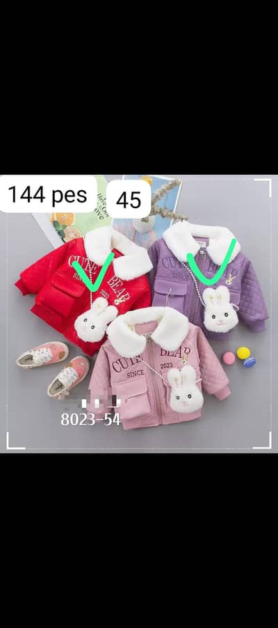 Premium Quality Girls Winter Leather Jacket with Cute Bunny Purse