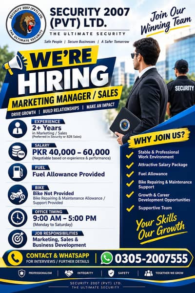 Hiring Marketing Manager For sale