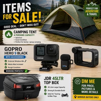 Gopro 9 + Media Mode + Camping Tent + JDR Top Box 45ltr
