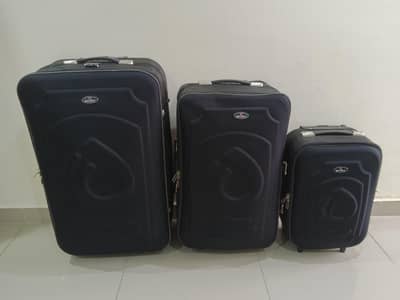 3-Piece Luggage Set  Used Travel Suitcases  Black