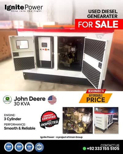 30KVA jhon Deere used Generator | Commercial Diesel Generator | Genera