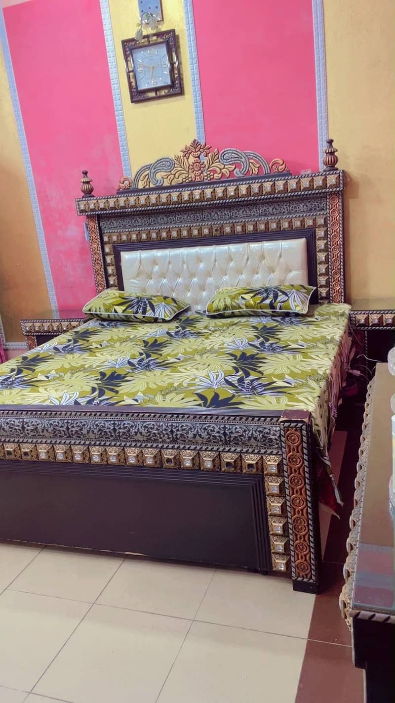 Luxury Wooden Double Bed Set With Side Tables | Elegant Bedroom Furn 1