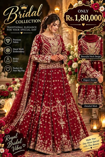 Bridal Dress Maroon Gold Embroidered Lehenga Maxi | Wedding Party