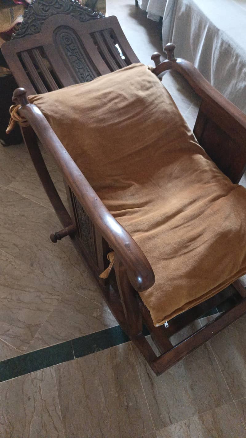 Rocking Chair - Solid Sheesham with Soft Cushion - Chairs - 1120152186