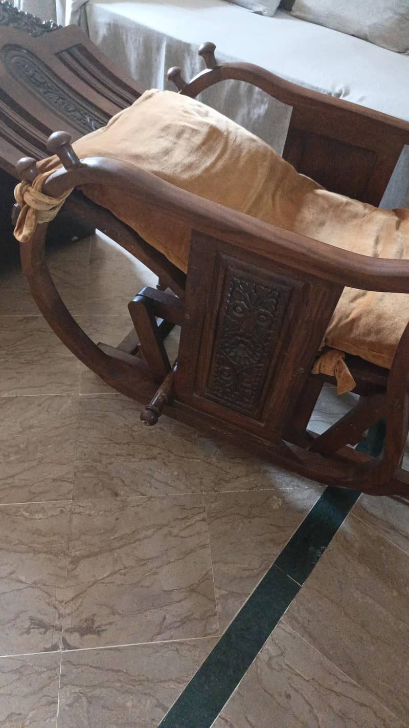 Rocking Chair - Solid Sheesham with Soft Cushion - Chairs - 1120152186