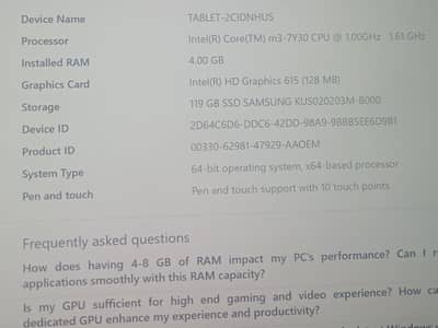 4gb ram 128gb  window 10