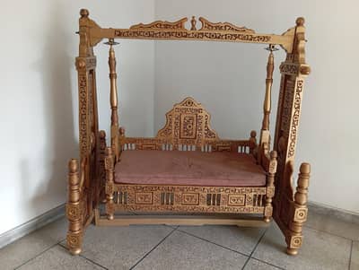 Royal Wooden Carved Jhola / Indoor Swing - Antique Style