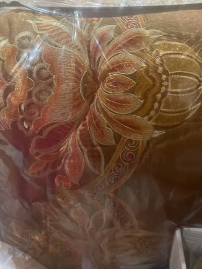 Golden Brown Bridal Organza 9-Piece Luxury Bedsheet Set