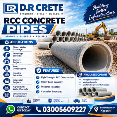 Pipe, RCC Pipe, Concrete pipe, rcc concrete pipes in Karachi Pakistan