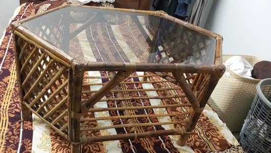 Antique table with glass little bits used urgent sell