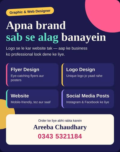 Logo, Flyer, Website aur Social Media Post Design Services