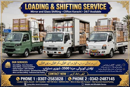 Clifton karachi-loading shifting service -suzuki,Mazda3500,shehzore