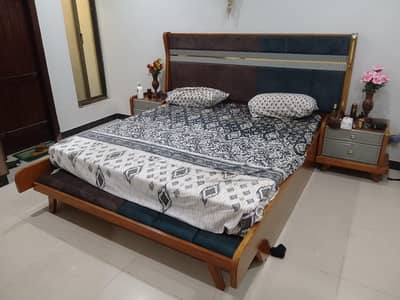 Bed Room Set with Side Tables and Wardrobe.