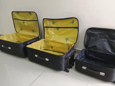 3-Piece Luggage Set  Used Travel Suitcases  Black