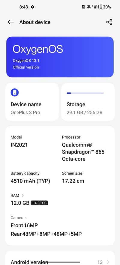 One Plus 8 Pro 8+4 256 GB PUB G 90Fps