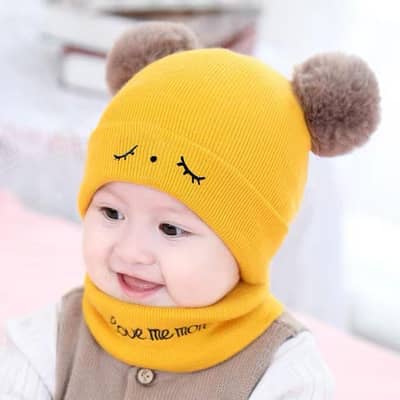 Kids Wool Cap and Neck Warmer Set 1-5 year