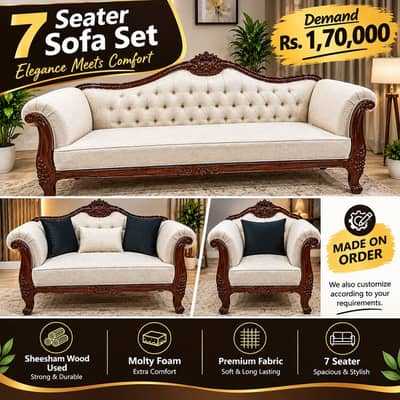 Luxury 7-Seater Sheesham Wood Sofa Set – Elegance Meets Comfort