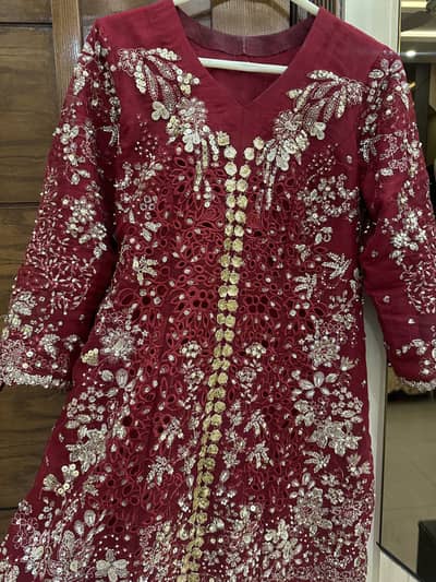 Afrozeh Heavy Formal Dress | Worn Once | Maroon/Wine