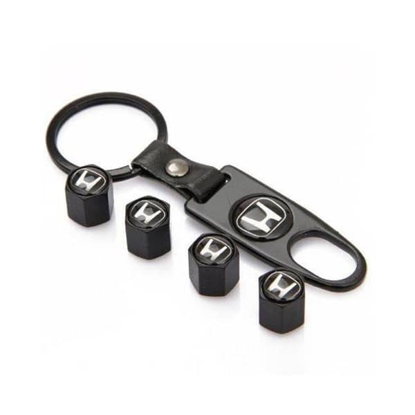 4X Honda Logo Car Wheel Tyre Valves Dust Stems Air Caps + Keychain