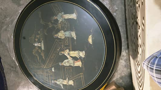 Vintage Chineese Black Lacquer Coffee Table Set